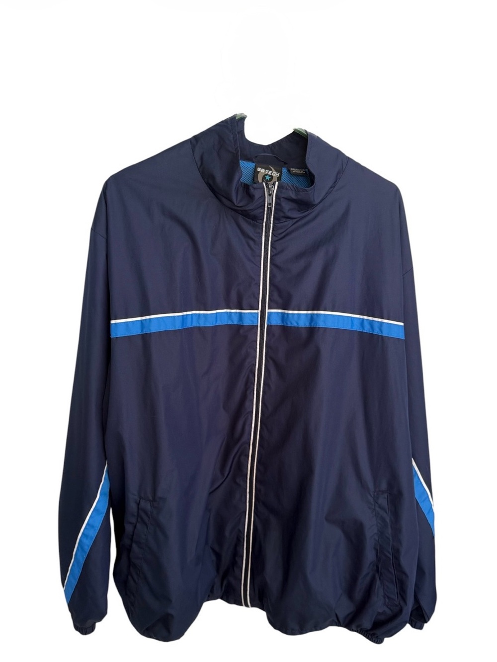 Men's Navy Lightweight Zip Jacket with Blue Stripe
